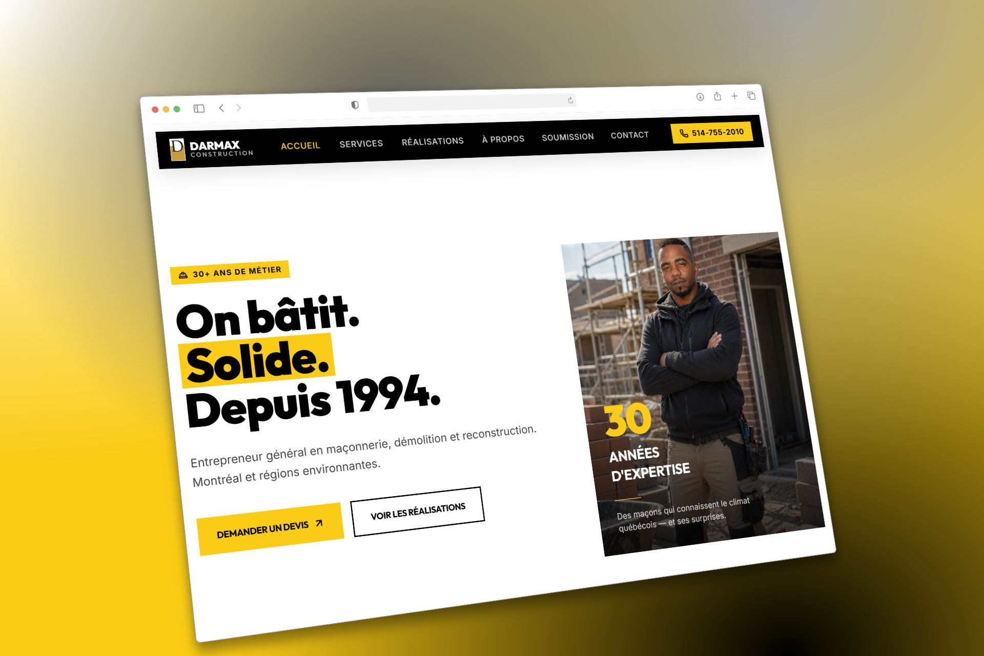 Darmax Construction — Lead engine and brand for a construction company, built by Pronto Technologies